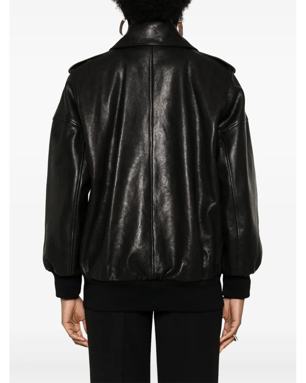 McQueen Leren Bomberjack in het Black