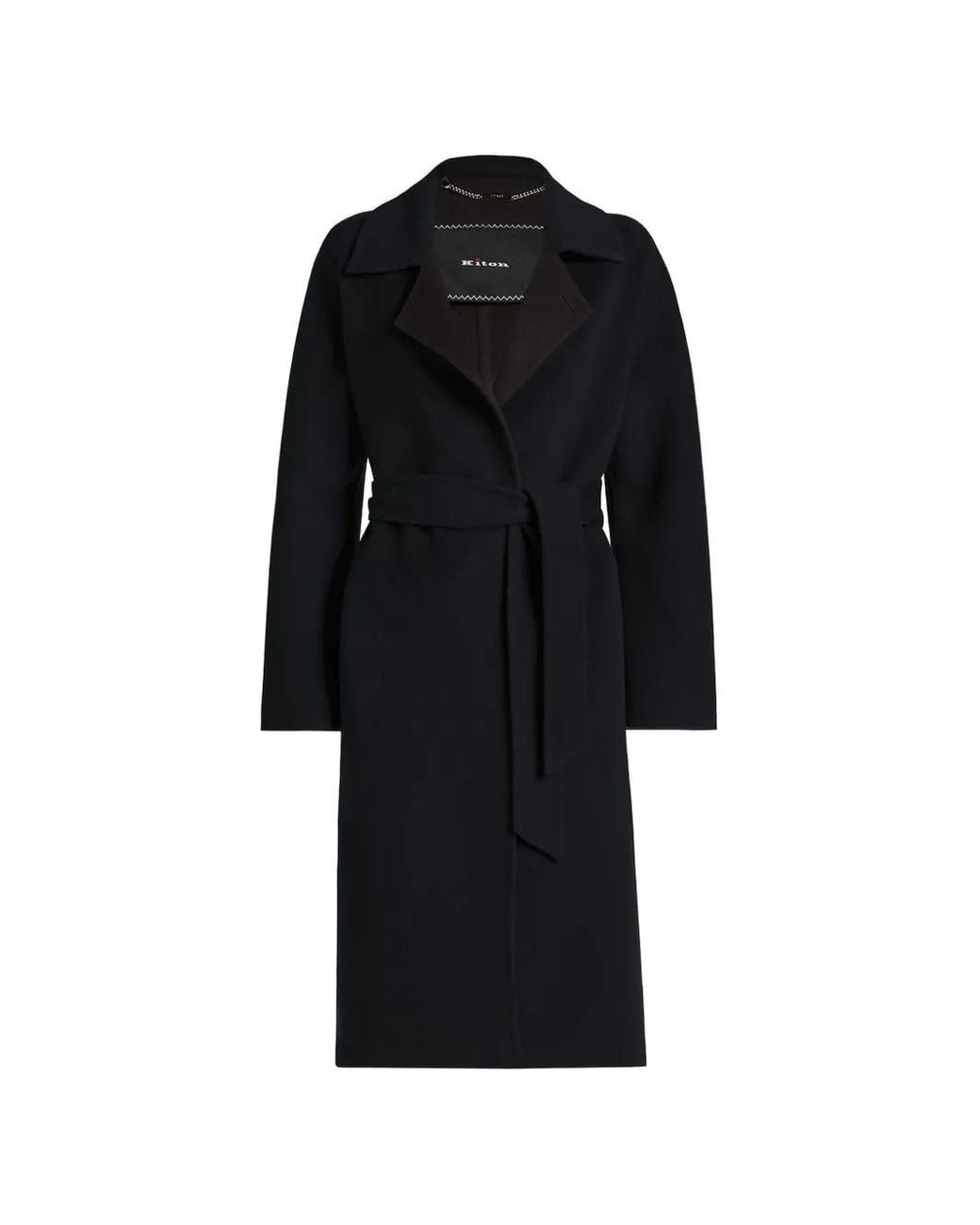 Kiton Black Belted Wrap Coat
