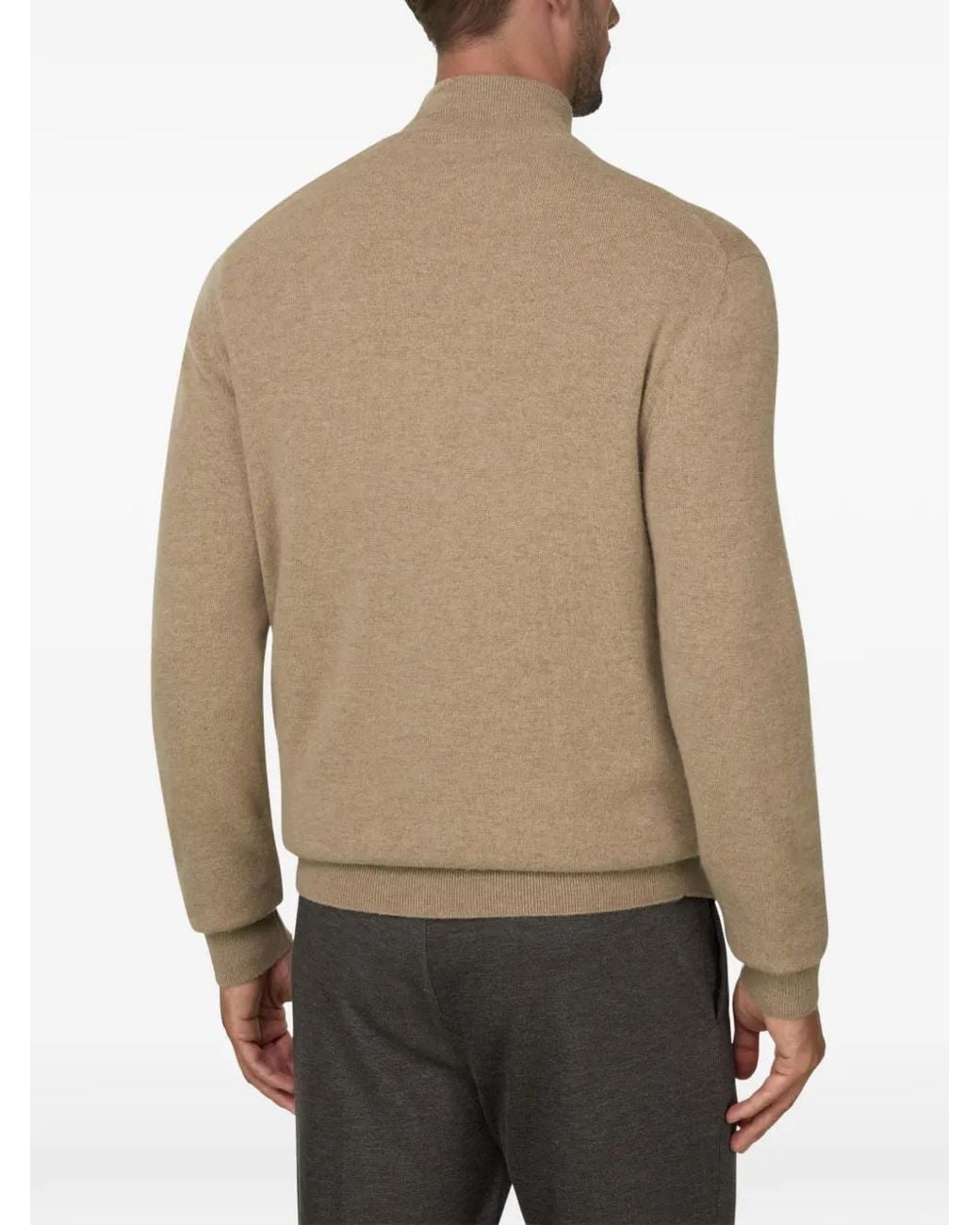 Boggi Natural Roll-Neck Jumper Full-Zip Wool Cashmere Mélange for men