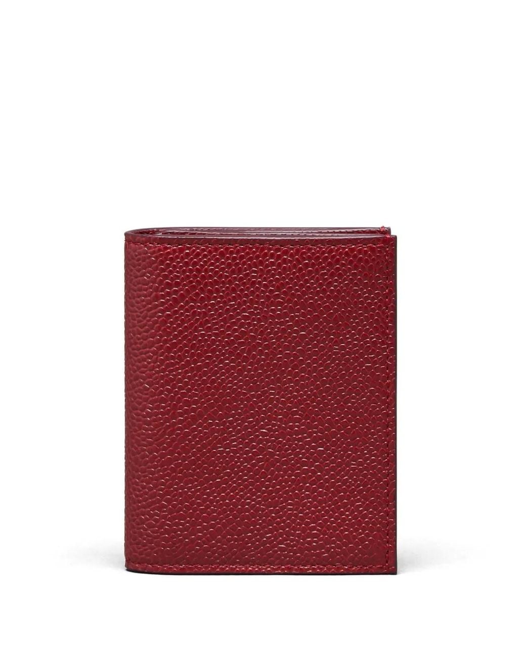 Thom Browne Red Pebbled Leather Card Holder