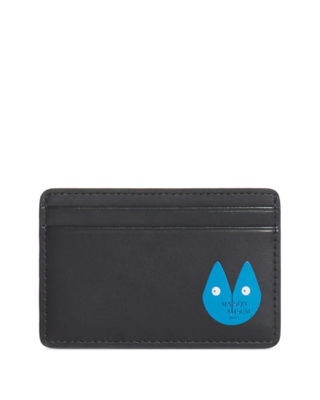 Maison Kitsuné Blue Logo-Print Leather Cardholder for men
