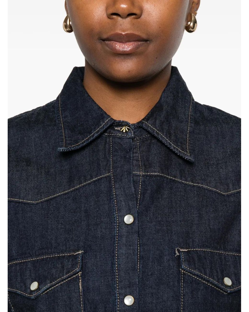 Nili Lotan Blue Chest-Pocket Denim Shirt