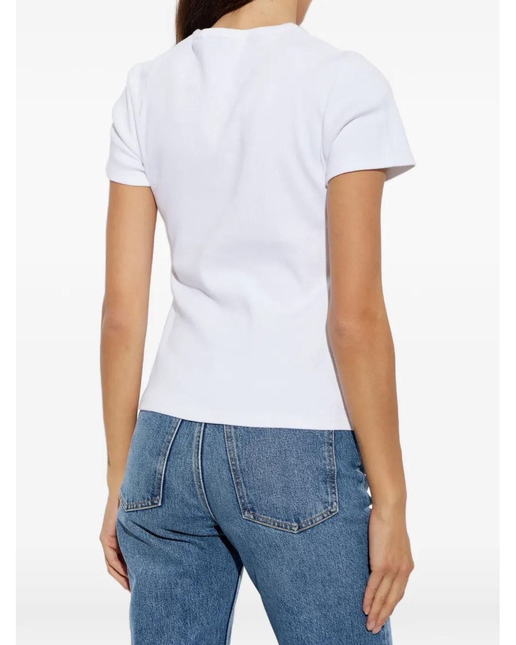 Off-White c/o Virgil Abloh White Embroidered-Logo Ribbed T-Shirt
