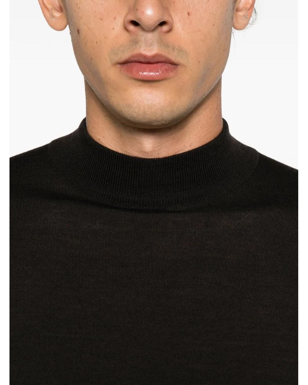 John Smedley Black Harcourt Mock-Neck Sweater for men