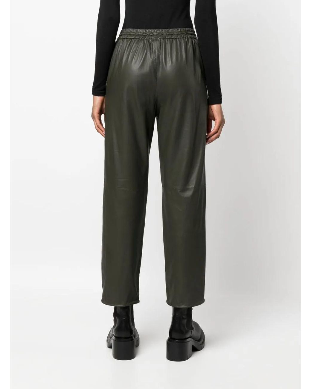 Yves Salomon Gray Drawstring-Waist Lambskin Trousers
