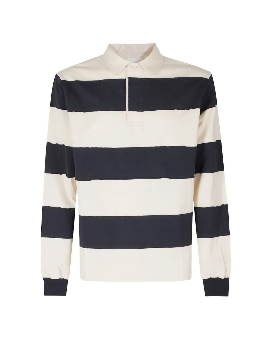 Woc Black Striped Long-Sleeve Polo Shirt for men