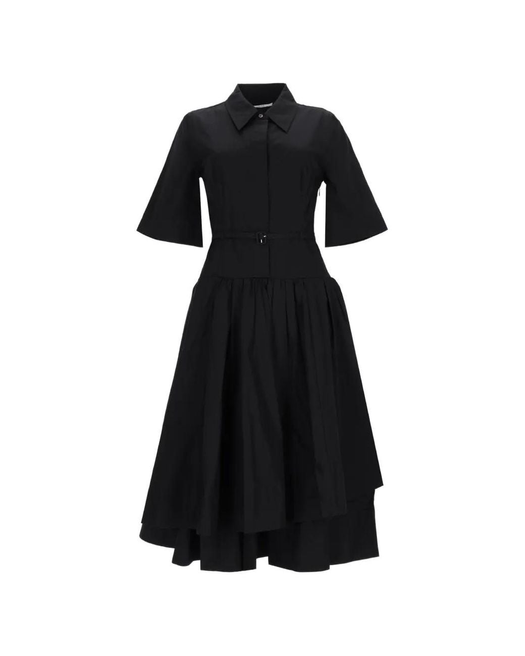 Co. Black Belted Layered-Skirt Midi Dress