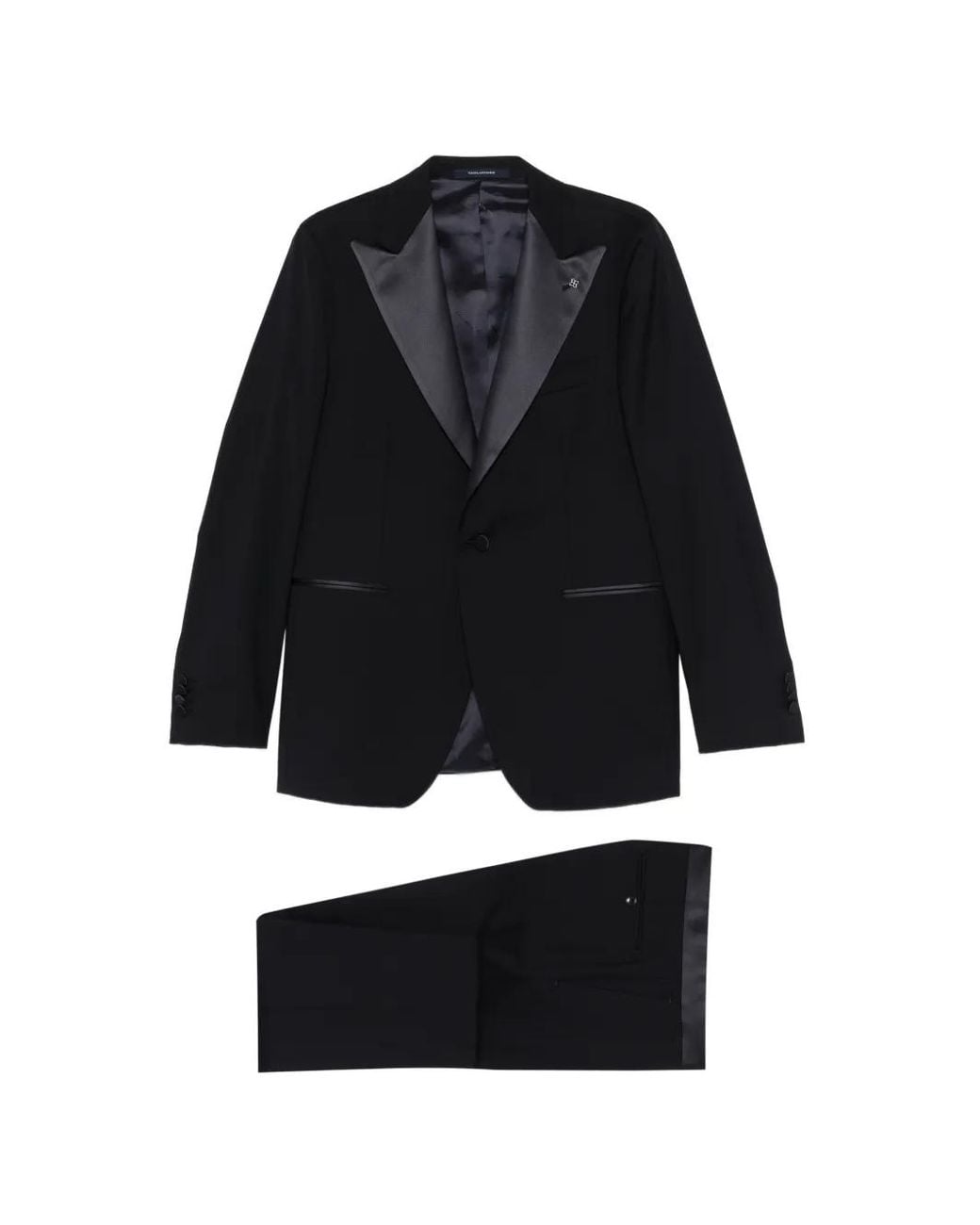 Tagliatore Black Peak-Lapel Suit for men