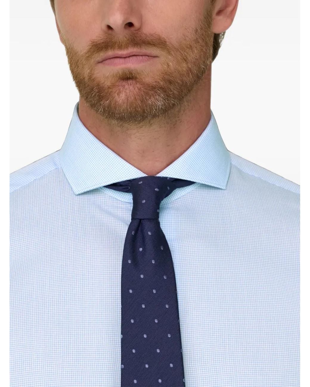 Boggi Blue Shirt Checked Cotton Poplin Slim Fit for men