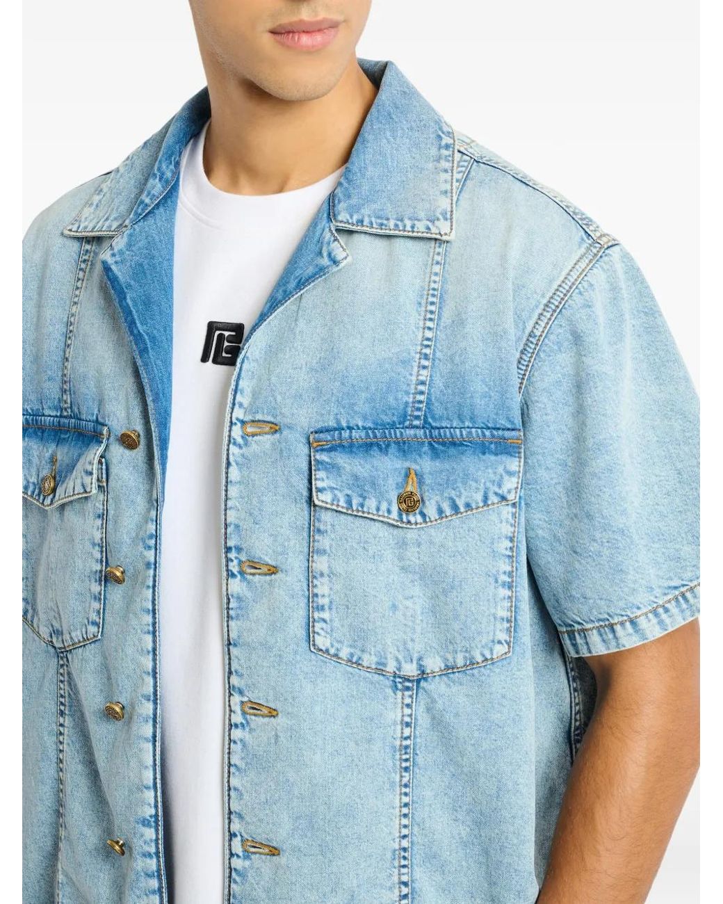Balmain Blue Light Denim Shirt for men