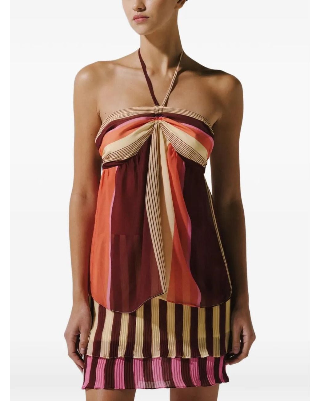 Baobab Red Romina Striped Halterneck Blouse