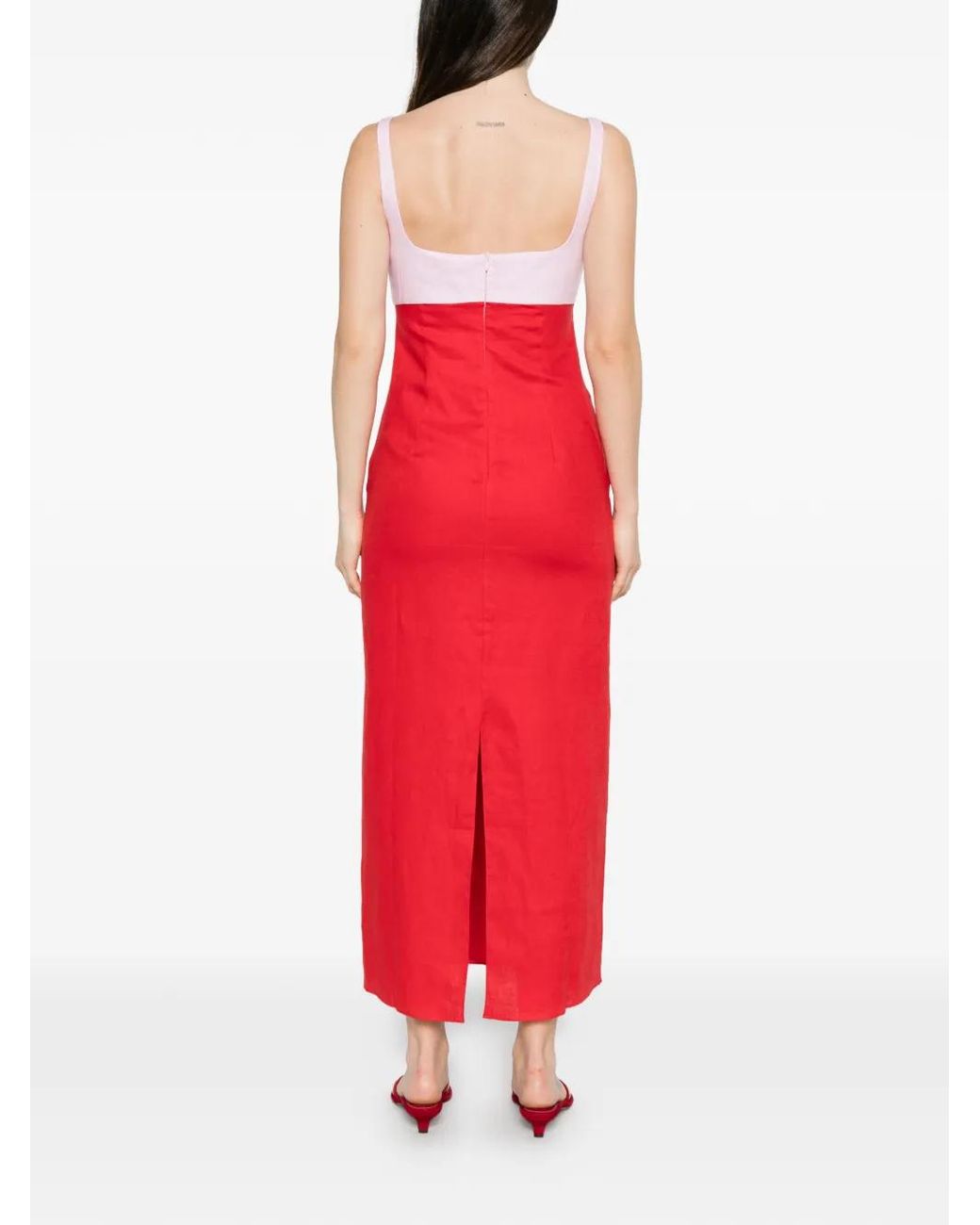 Cala De La Cruz Red Nara Cut-Out Midi Dress