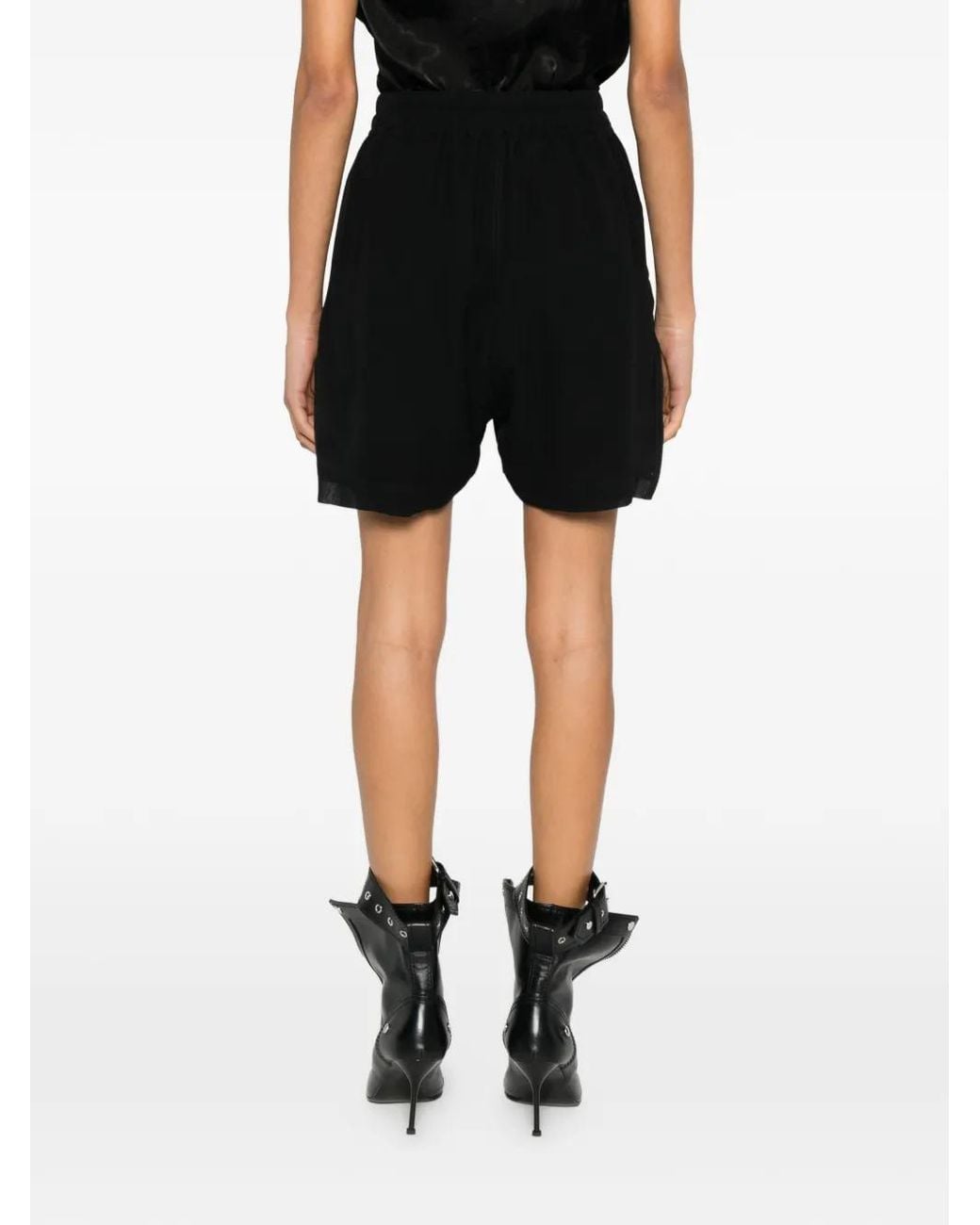 Rick Owens Black Drawstring Fastening Mini Shorts With Split Design