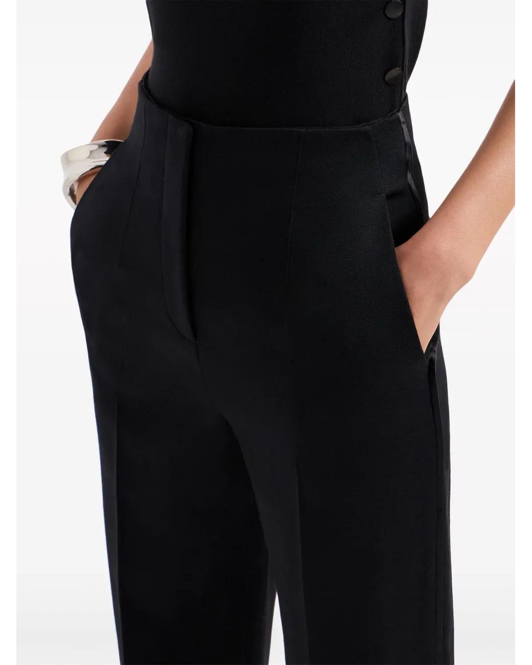 Giorgio Armani Black High-Waisted Wool Trousers