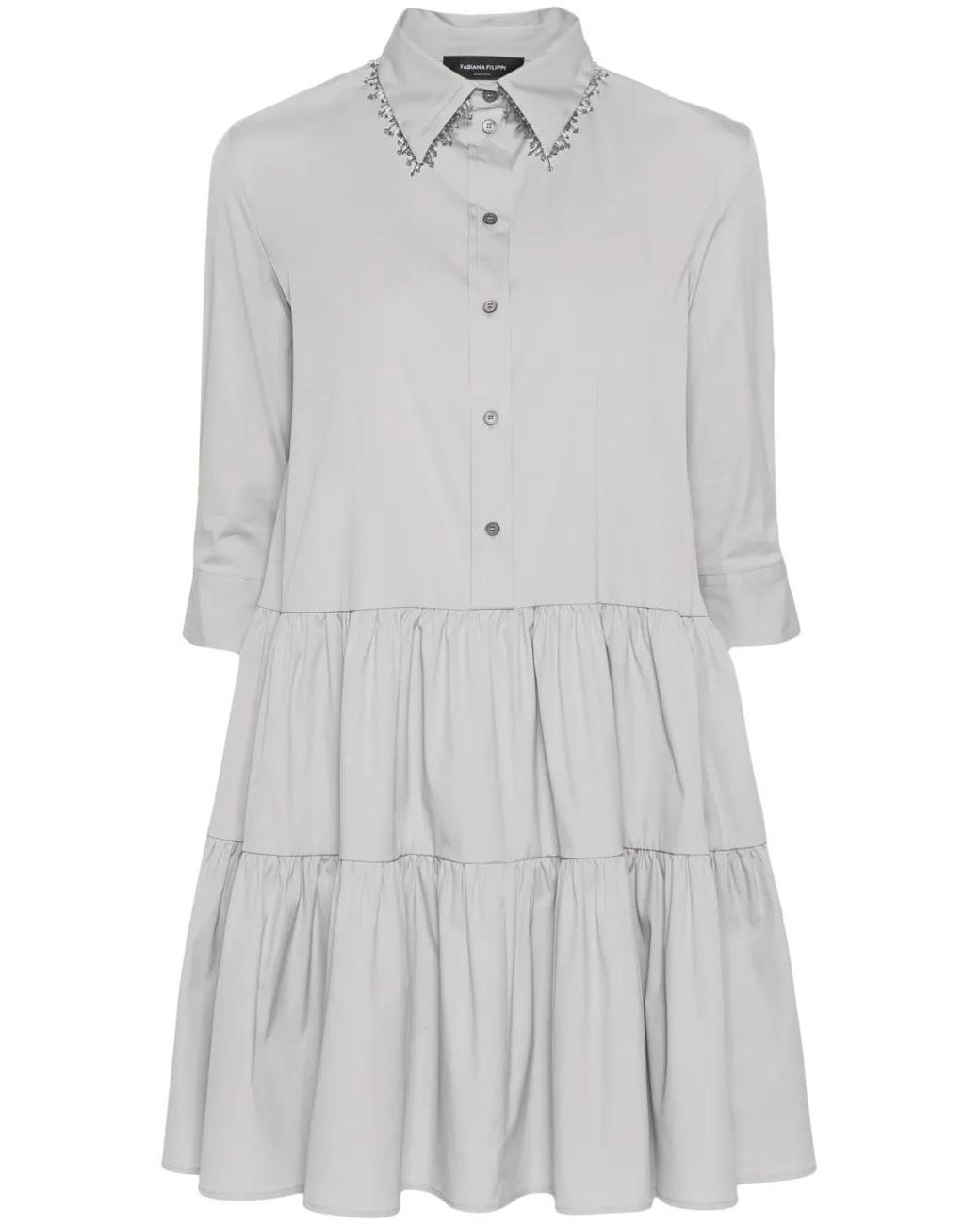 Fabiana Filippi Gray Flared Shirt Dress