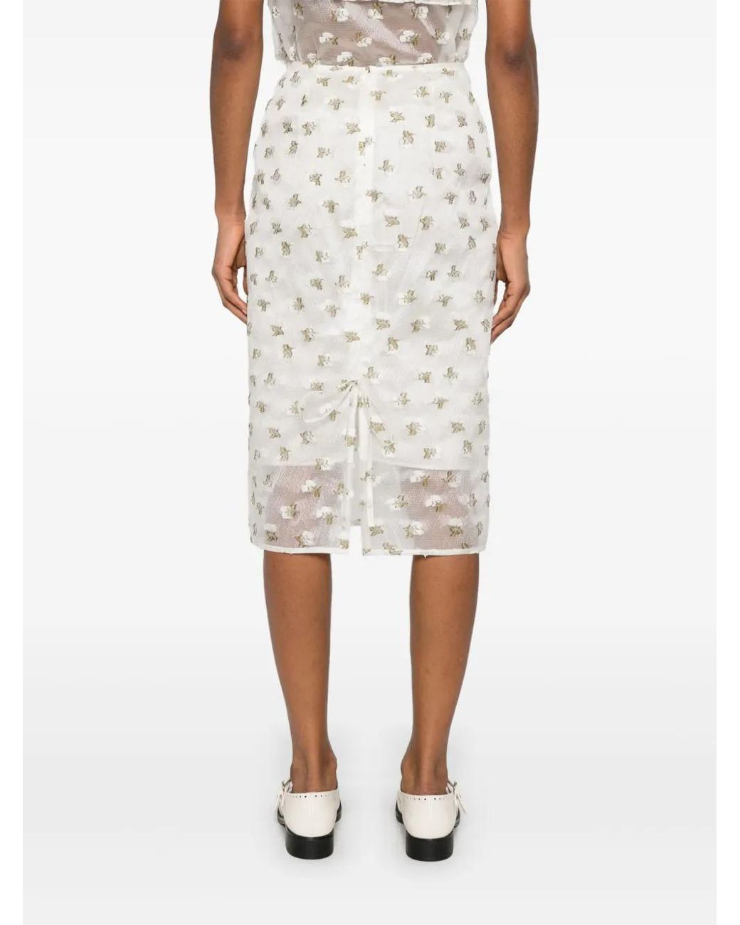 CECILIE BAHNSEN White Allegra Midi Skirt