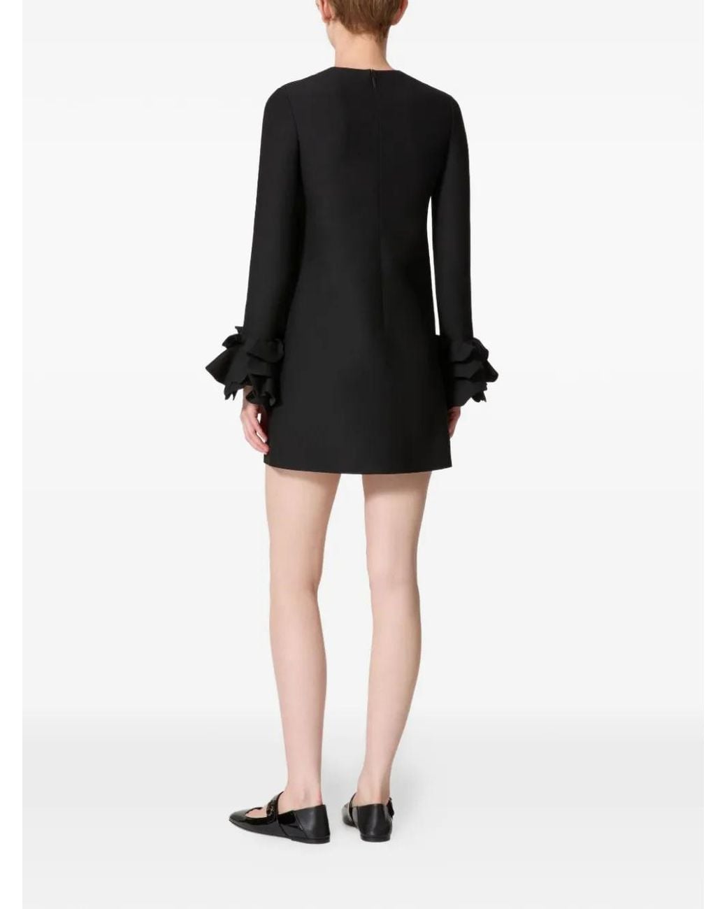 Valentino Garavani Black Crepe Couture Embroidered Mini Dress