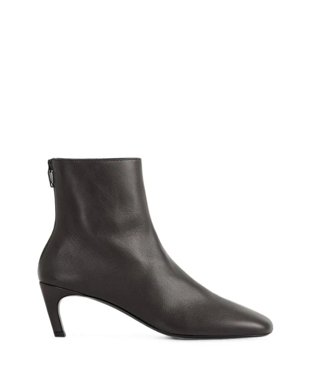 Totême Gray Square-Toe Leather Boots
