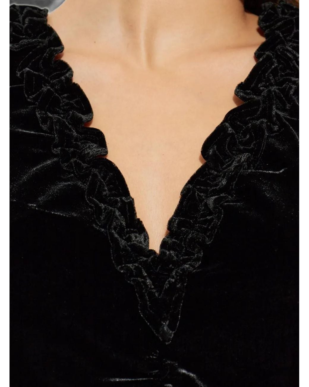 Baum und Pferdgarten Black Abelline Ruffled Velvet Maxi Dress