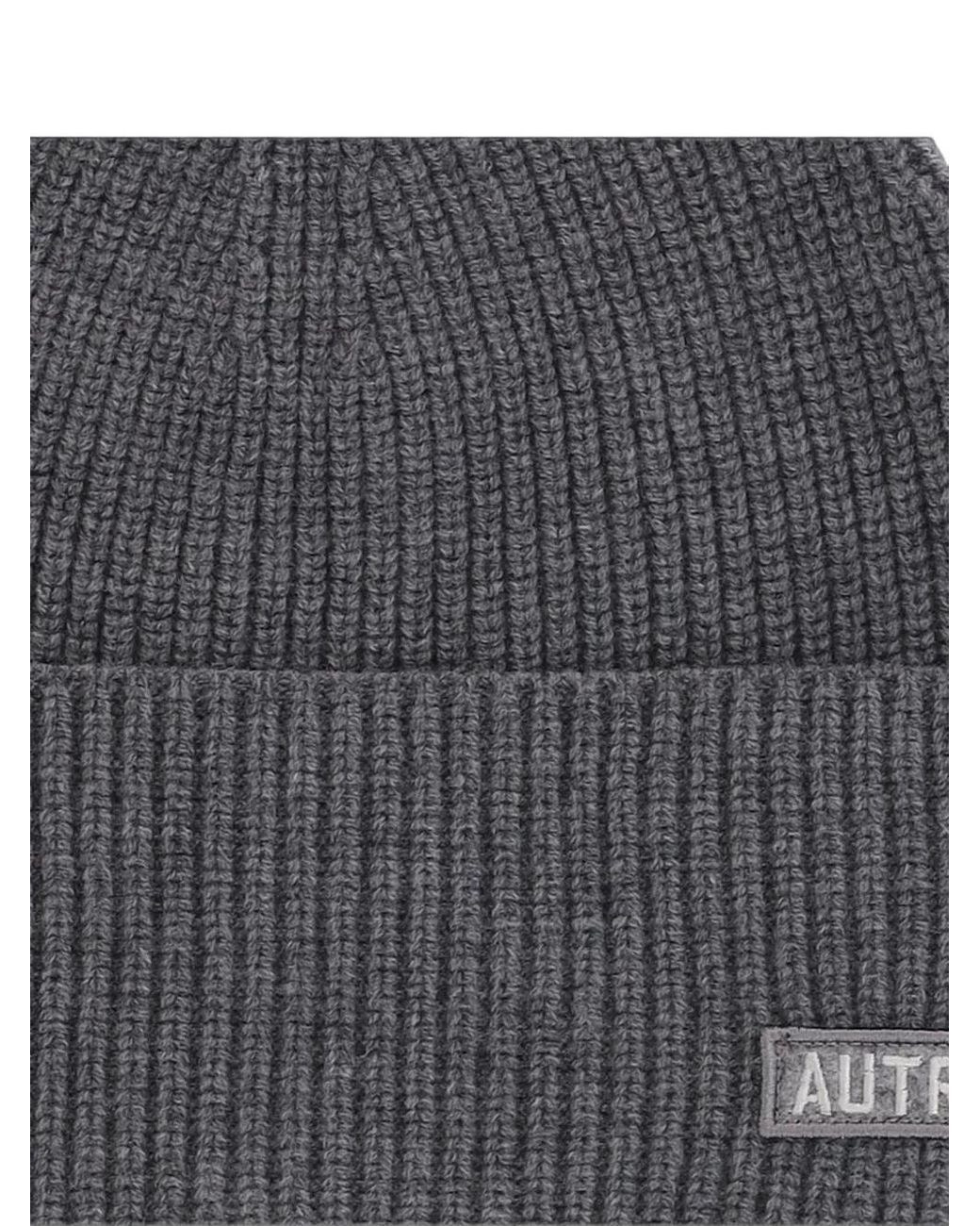 Autry Gray Bonnet En Maille Côtelée