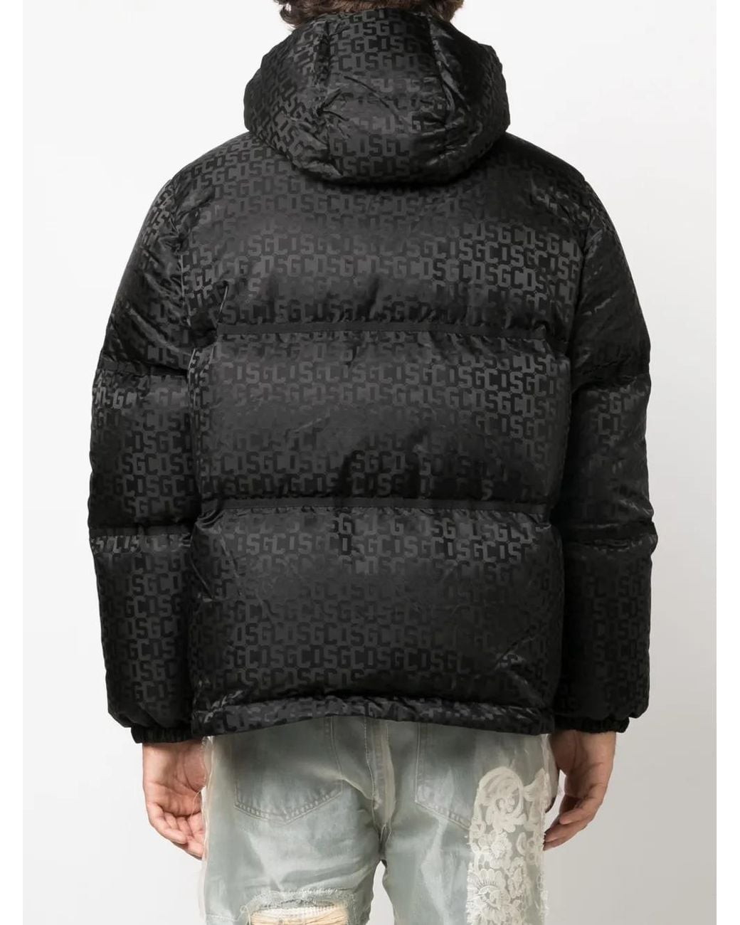 Gcds Black Logo-Monogrammed Hodded Jacket for men