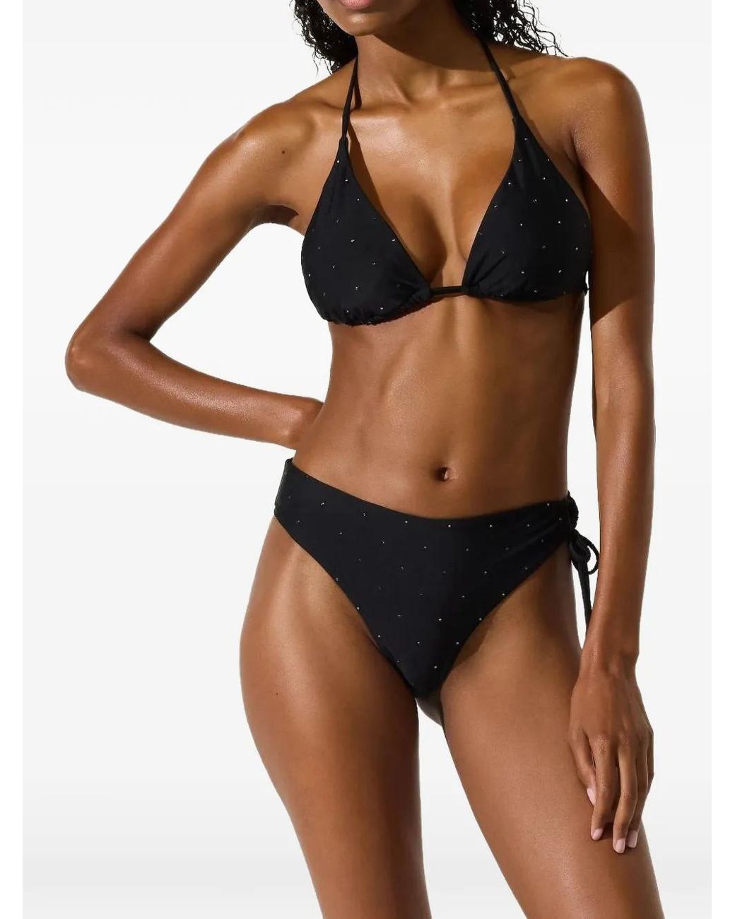 Karl Lagerfeld Black Ikon Rhinestone Bikini Bottoms