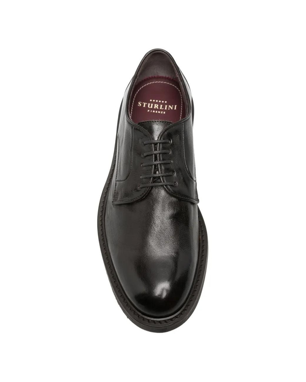 STURLINI FIRENZE Black Lace-Up Leather Derby Shoes for men