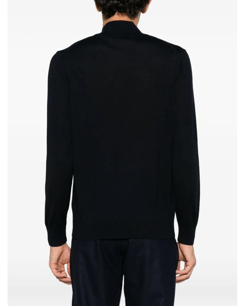 Alberto Gozzi Black High-Neck Wool Sweater for men