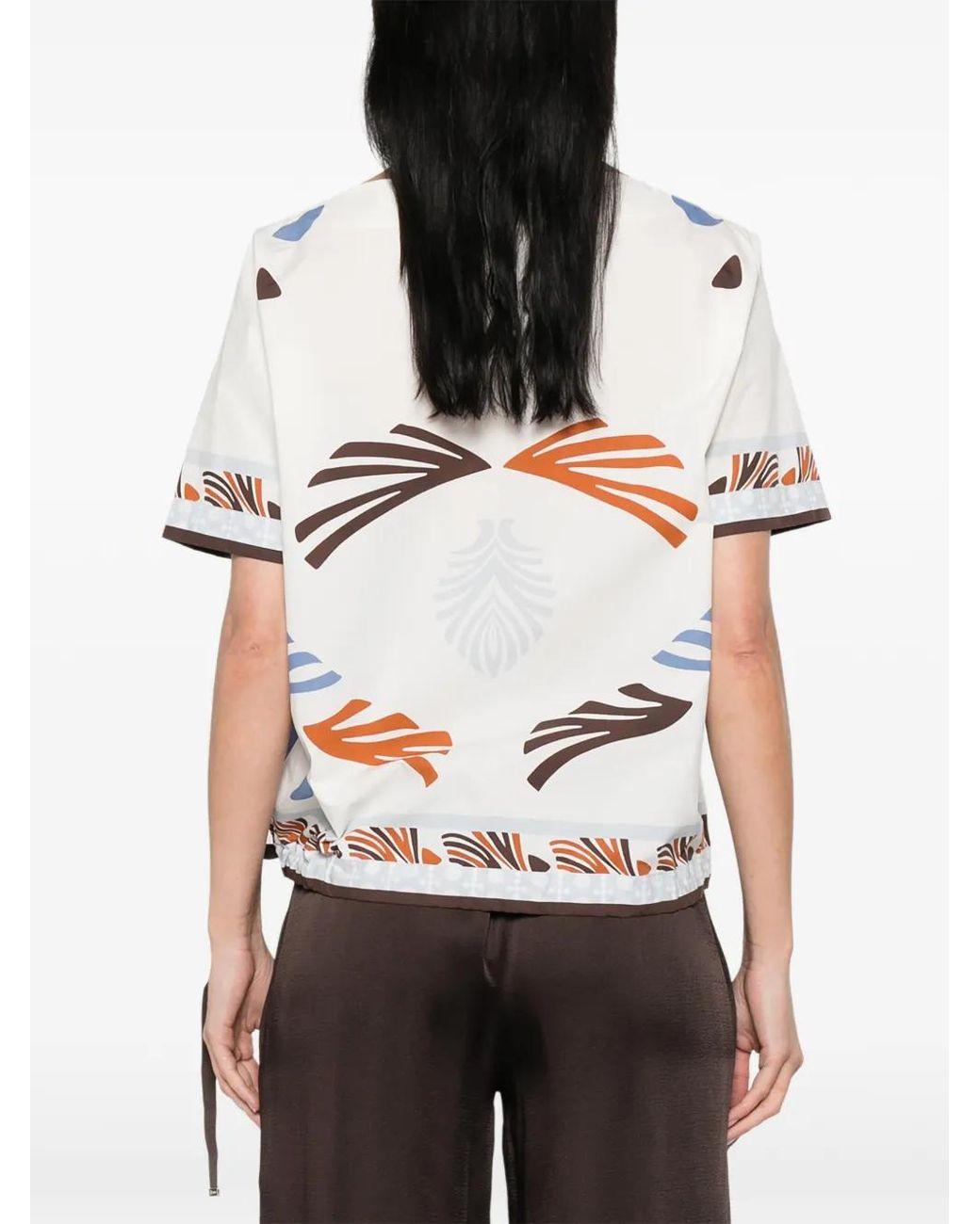 Herno White Blouse En Coton À Motifs