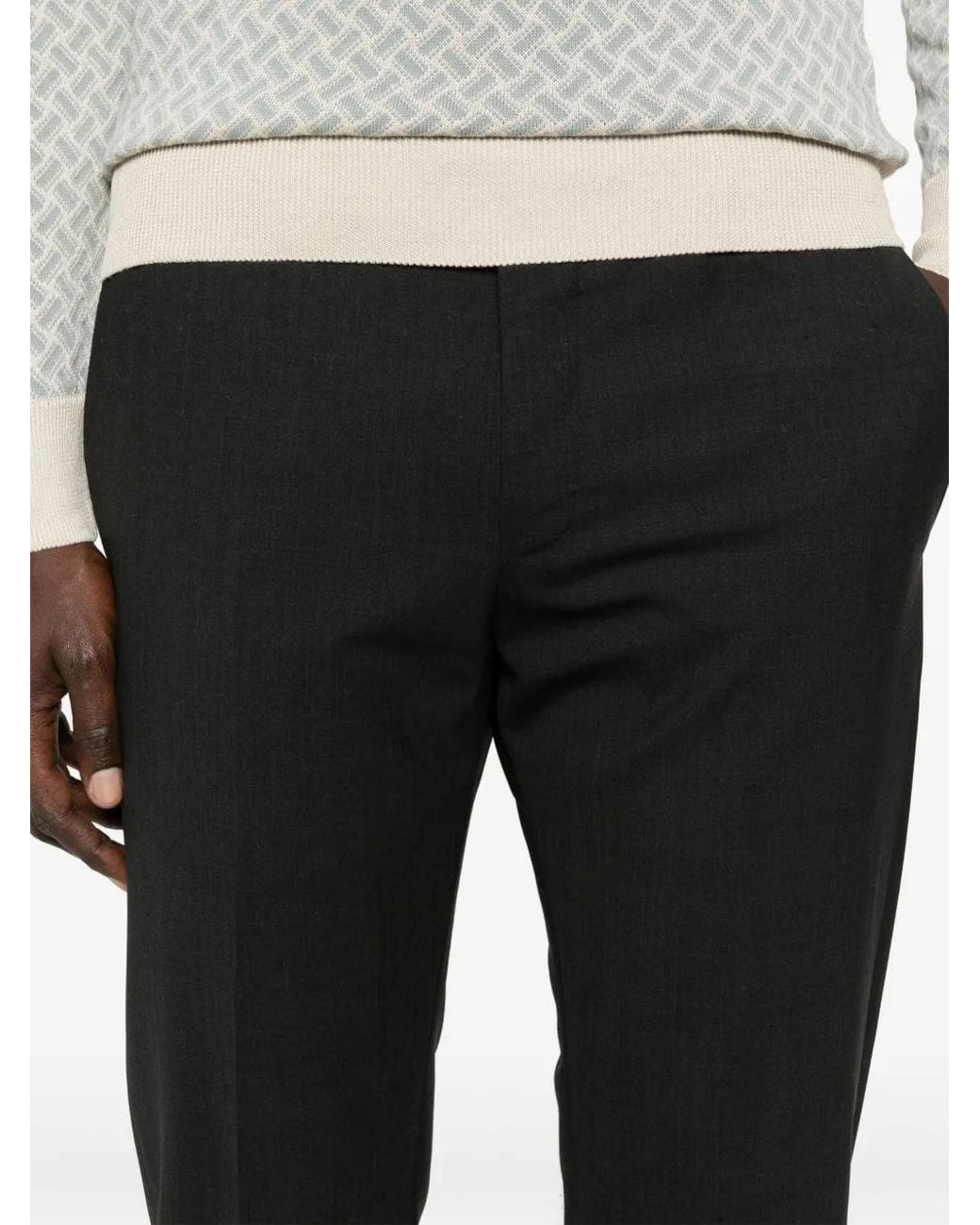 PT Torino Black Tailored Trousers for men
