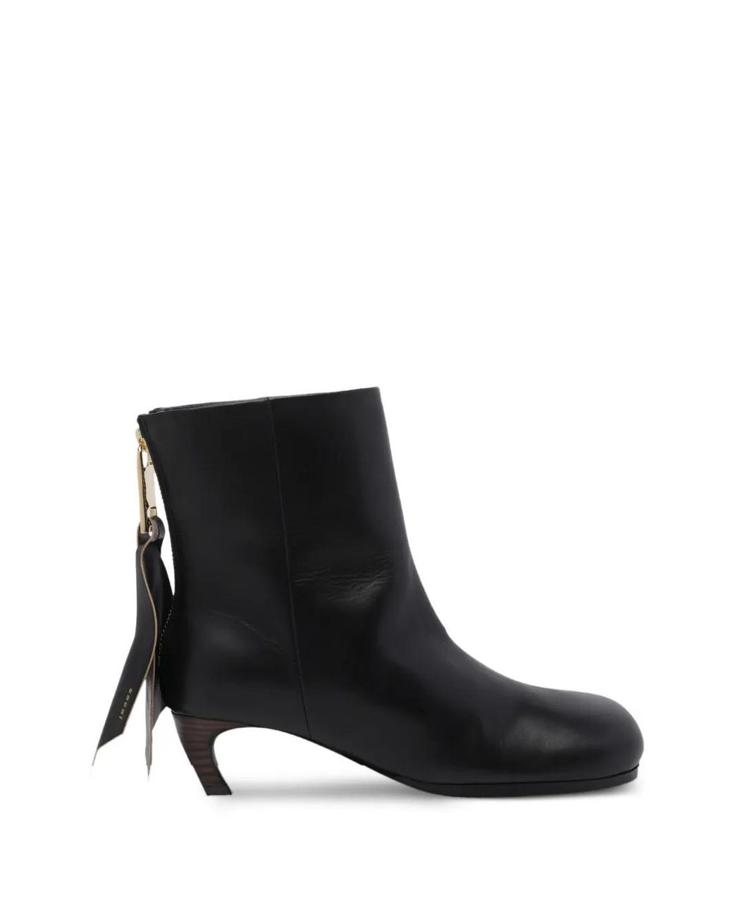 Sacai Black Round-Toe Zip-Fastening Boots