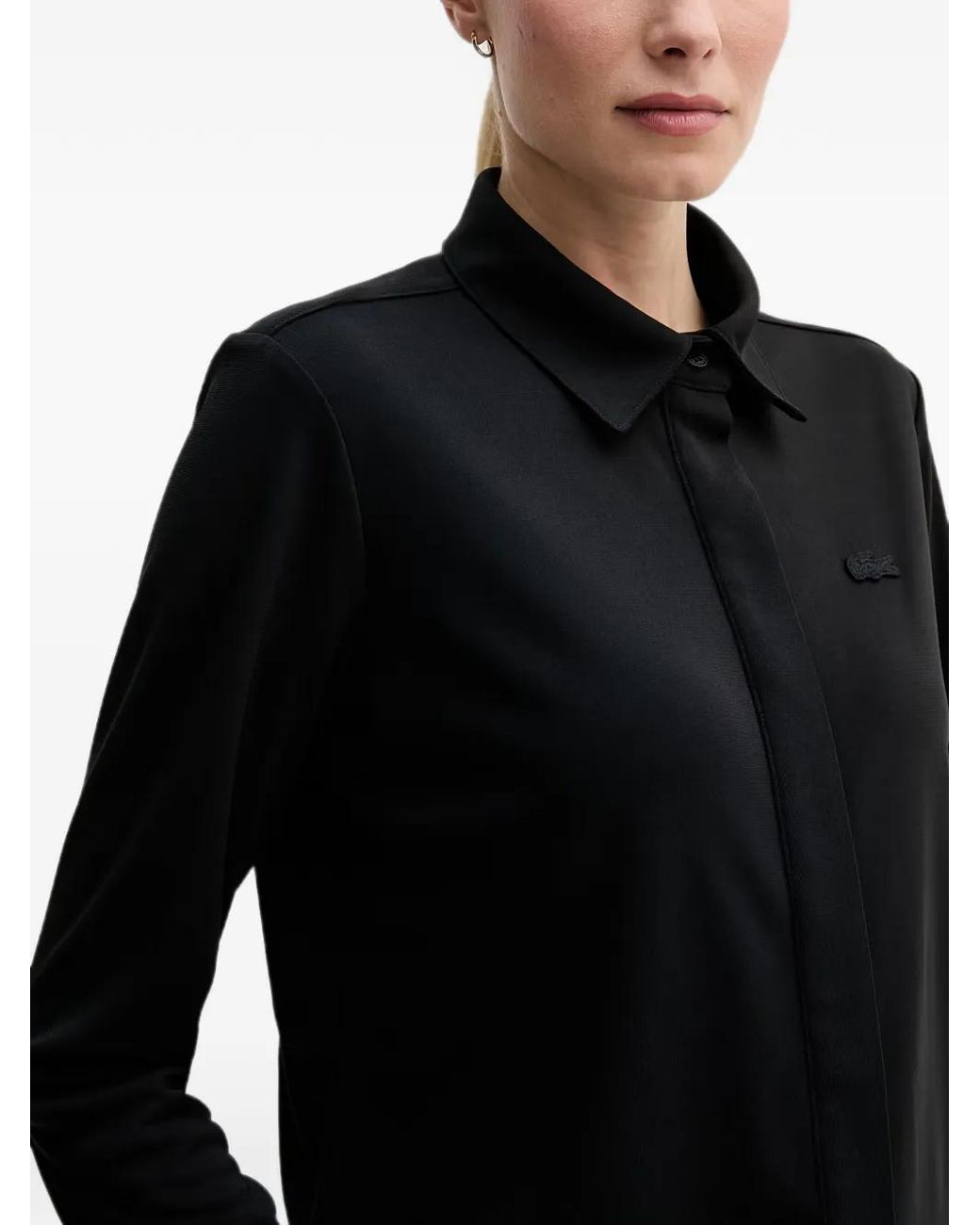Lacoste Black Logo-Patch Long-Sleeve Shirt