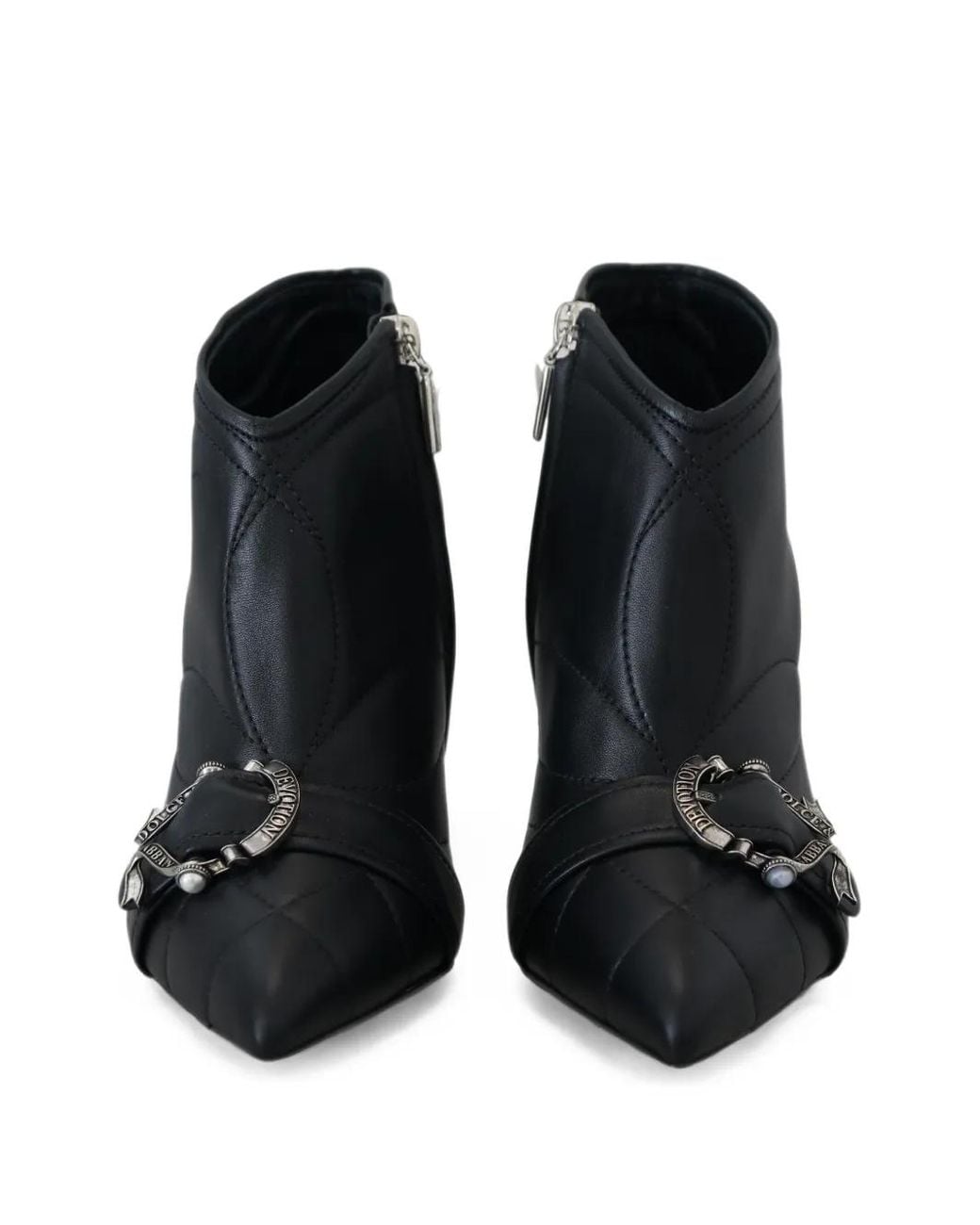 Dolce & Gabbana Black Devotion Quilted Buckled Ankle Boots