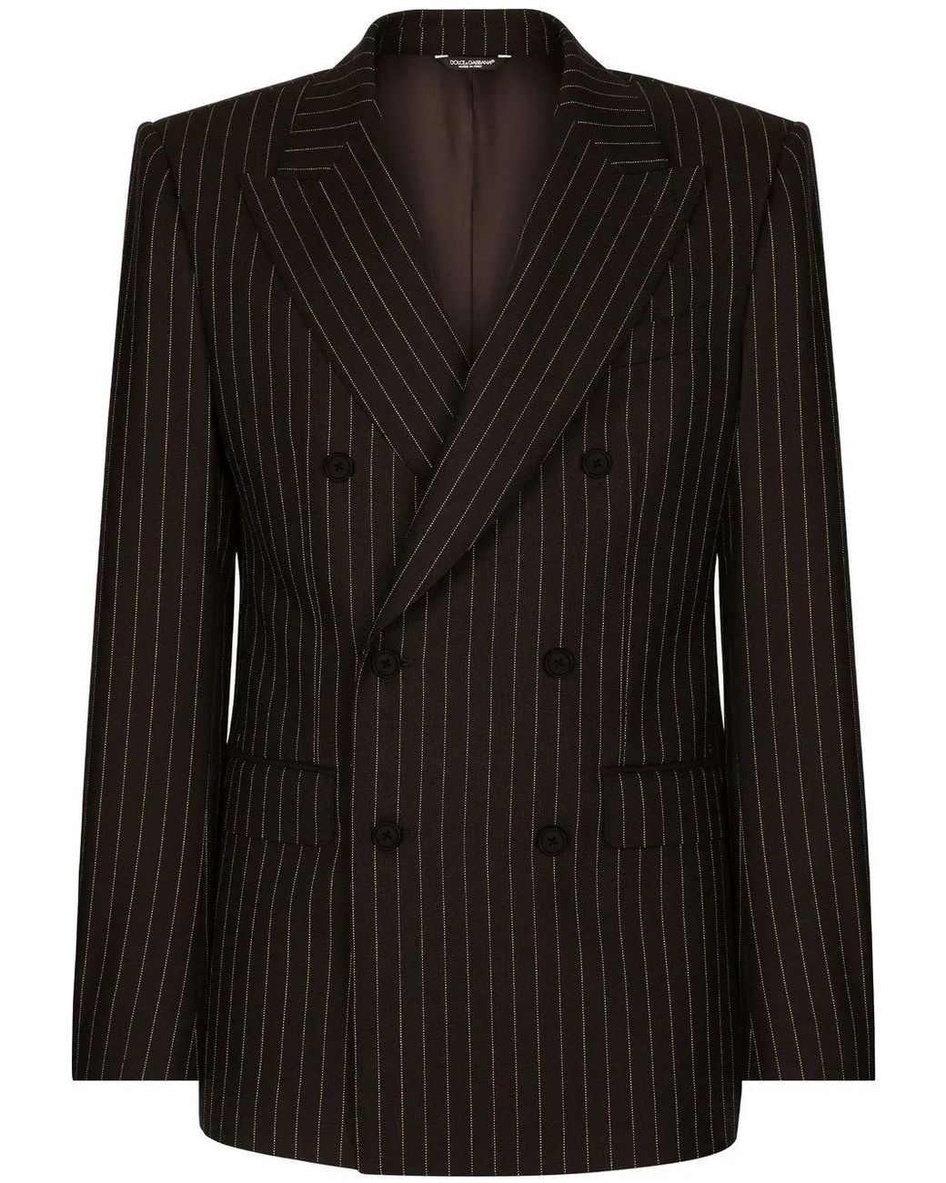 Dolce & Gabbana Black Sicilia Pinstripe Double-Breasted Blazer for men