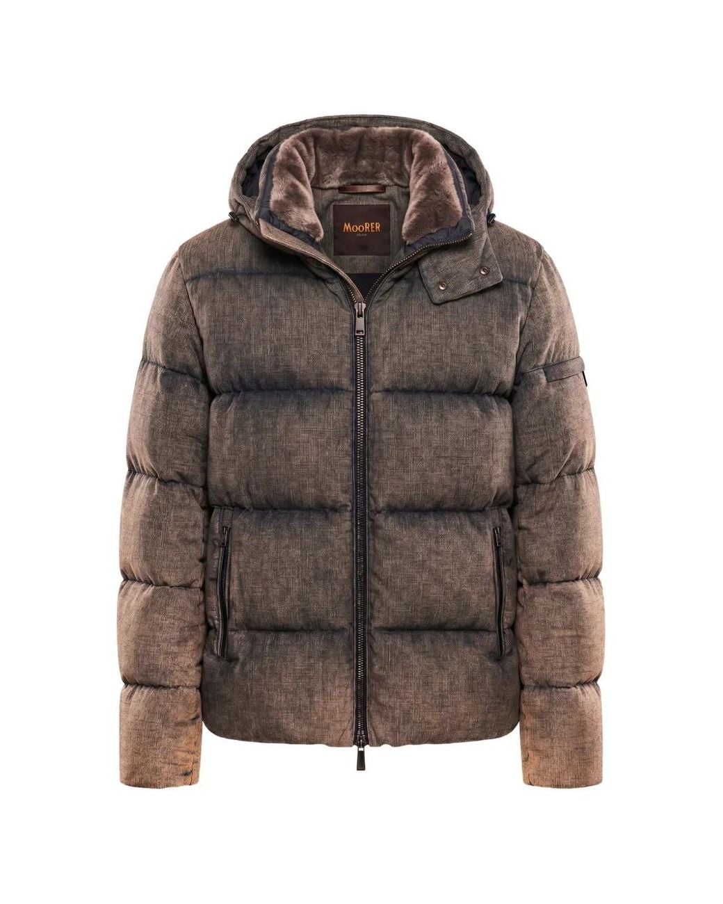 Moorer Brown Raul Padded Hooded Jacket for men