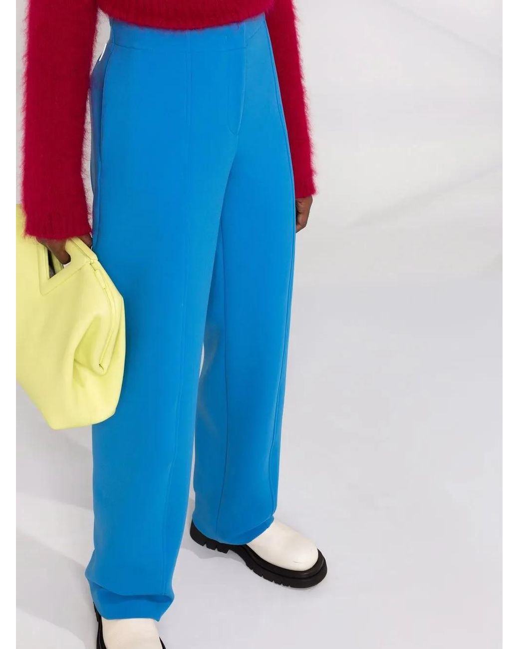 Ferragamo Blue High-waisted Straight-leg Trousers