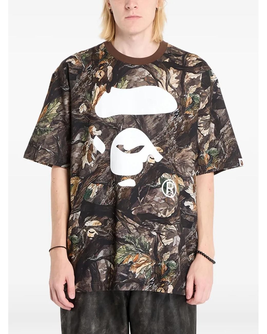 A Bathing Ape Black T-Shirt Tree Edge Camouflage Ape Face