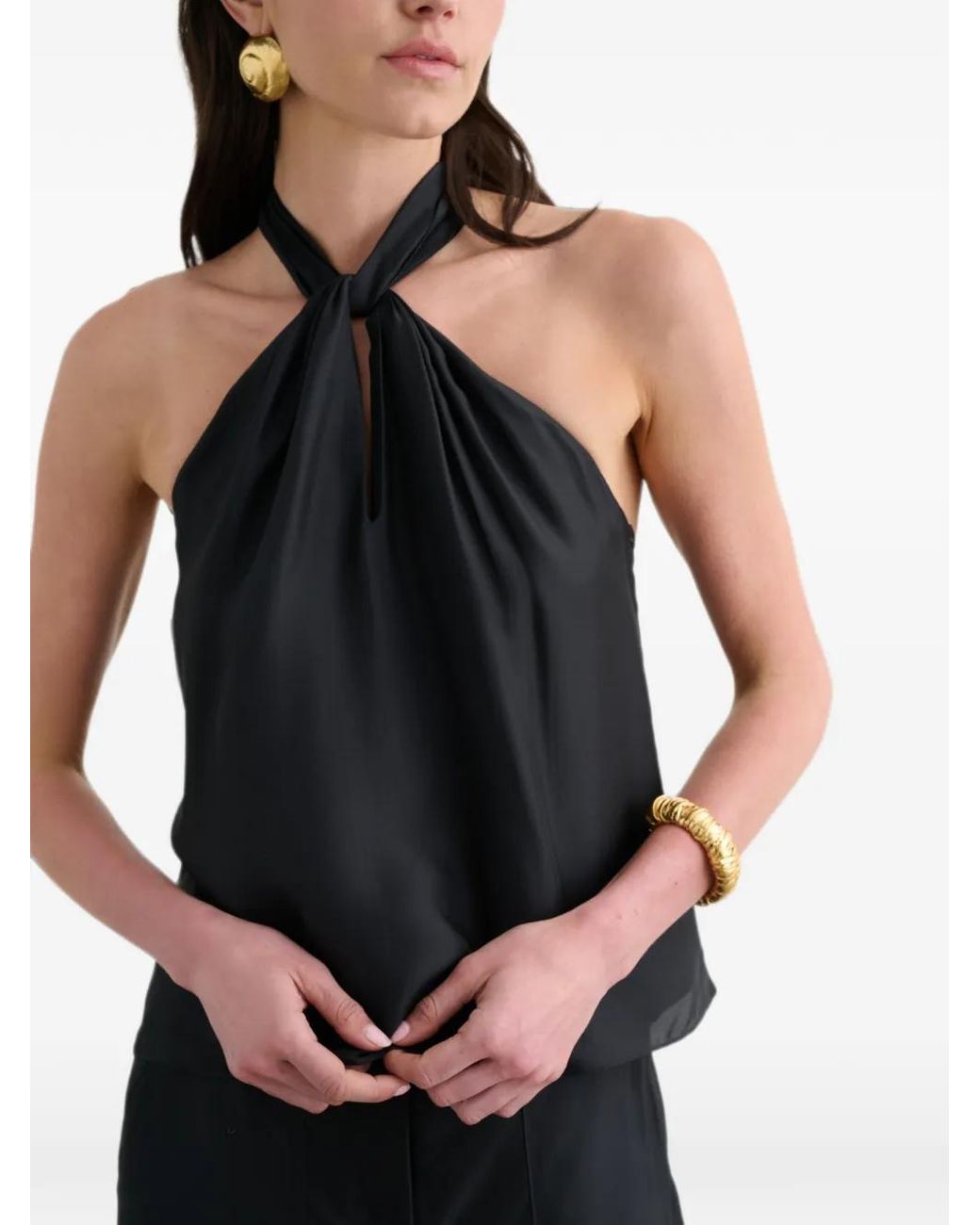 Toccin Black Everlee Halterneck Knotted Blouse