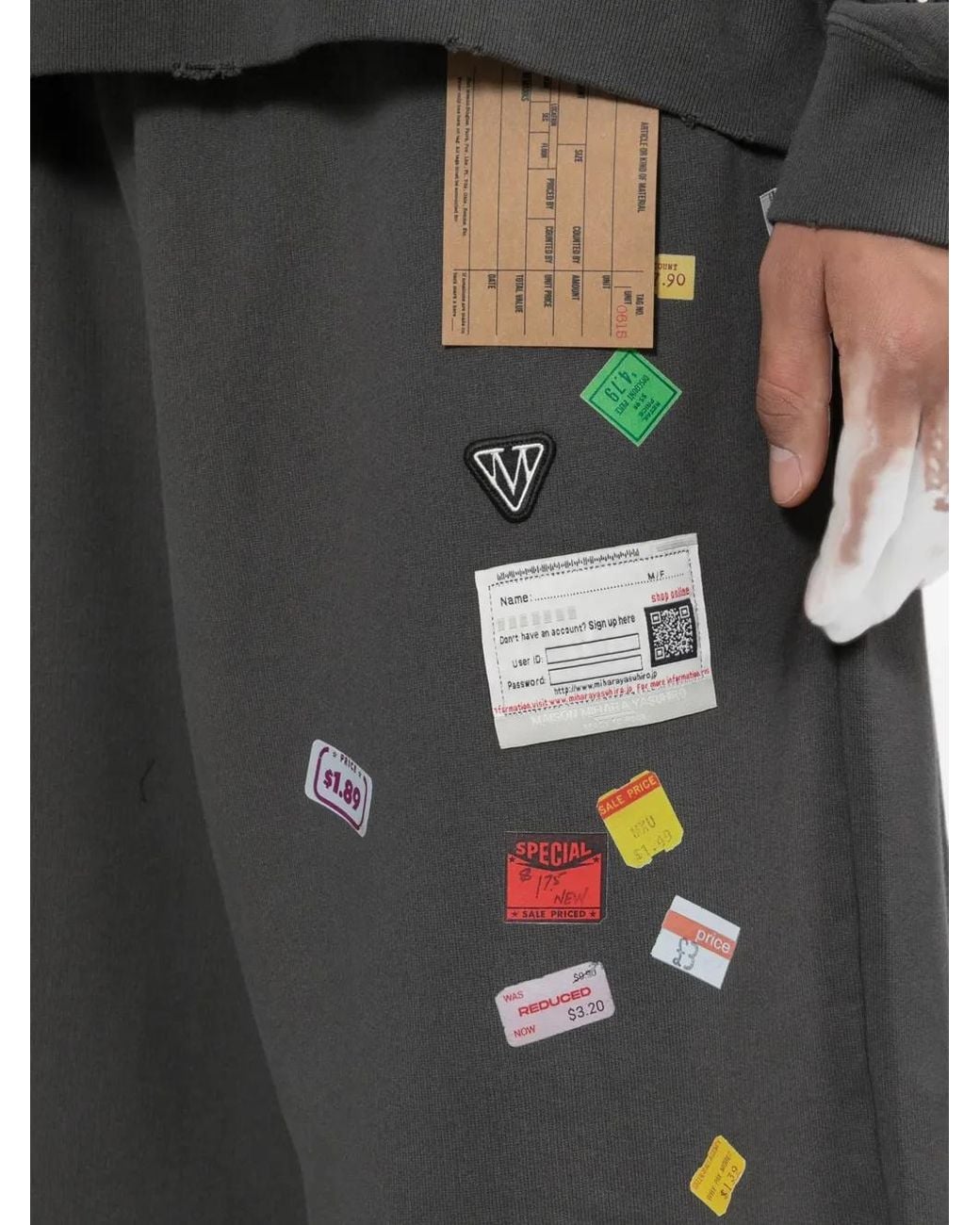 Maison Mihara Yasuhiro Gray Price Tag Sticker Printed Sweat Pants for men
