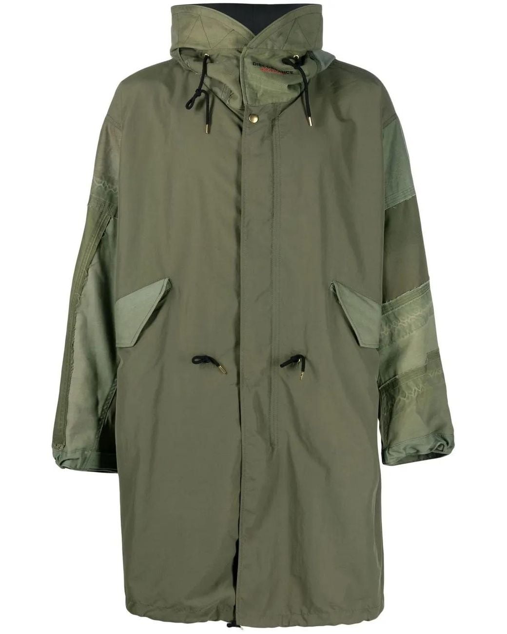 Children of the discordance Green Drawstring-Hood Parka Coat for men