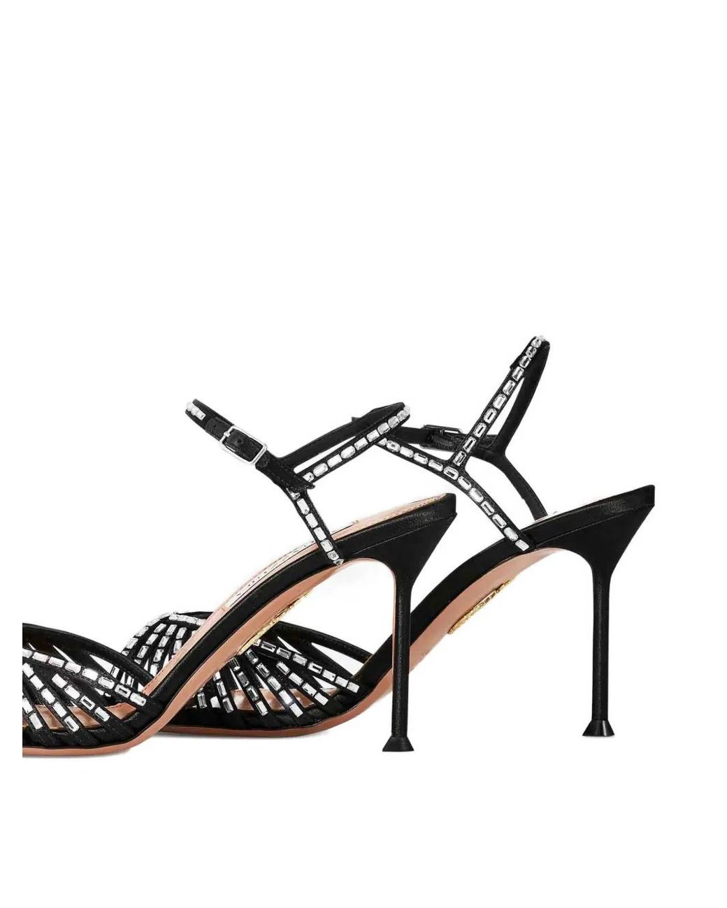 Aquazzura Black Hold Me Crystal Heeled Sandals
