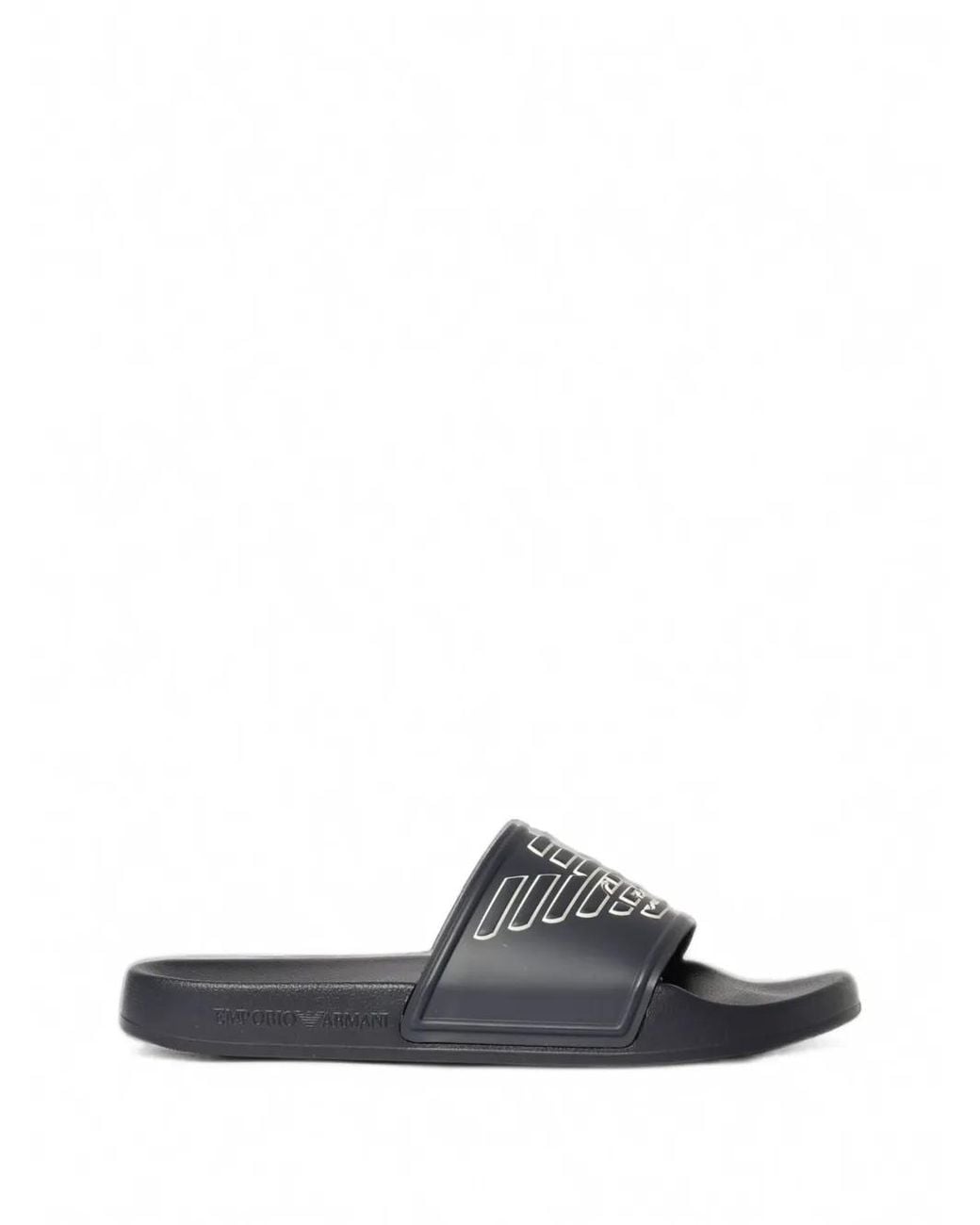 Emporio Armani White Logo-Embossed Slides for men