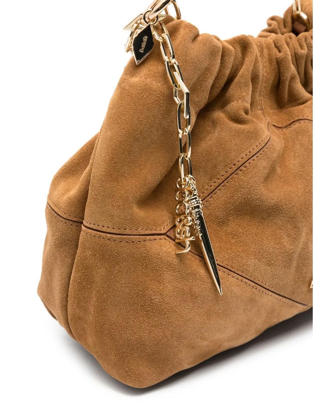 Ba&sh Natural June Ruched Chain-Link Mini Shoulder Bag