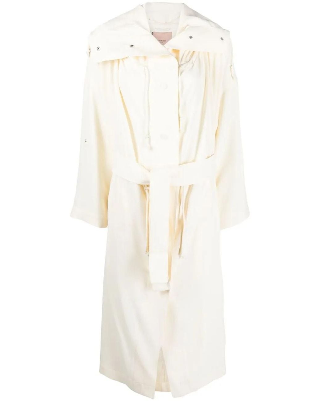 Twinset White Drawstring Duster Coat