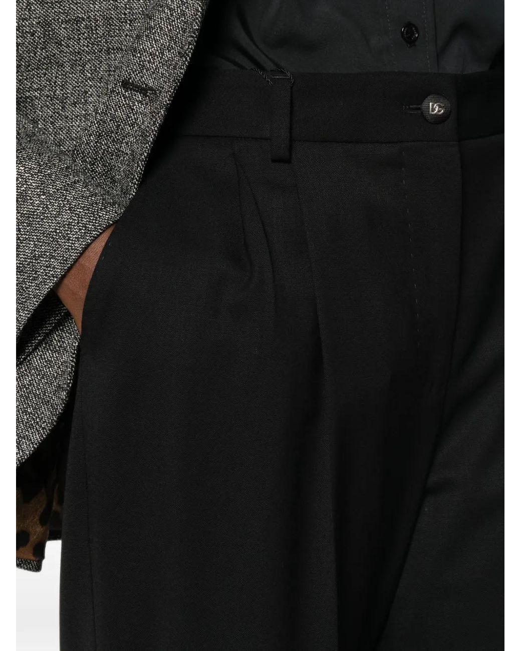 Dolce & Gabbana Black Pantalon Ample À Design Plissé