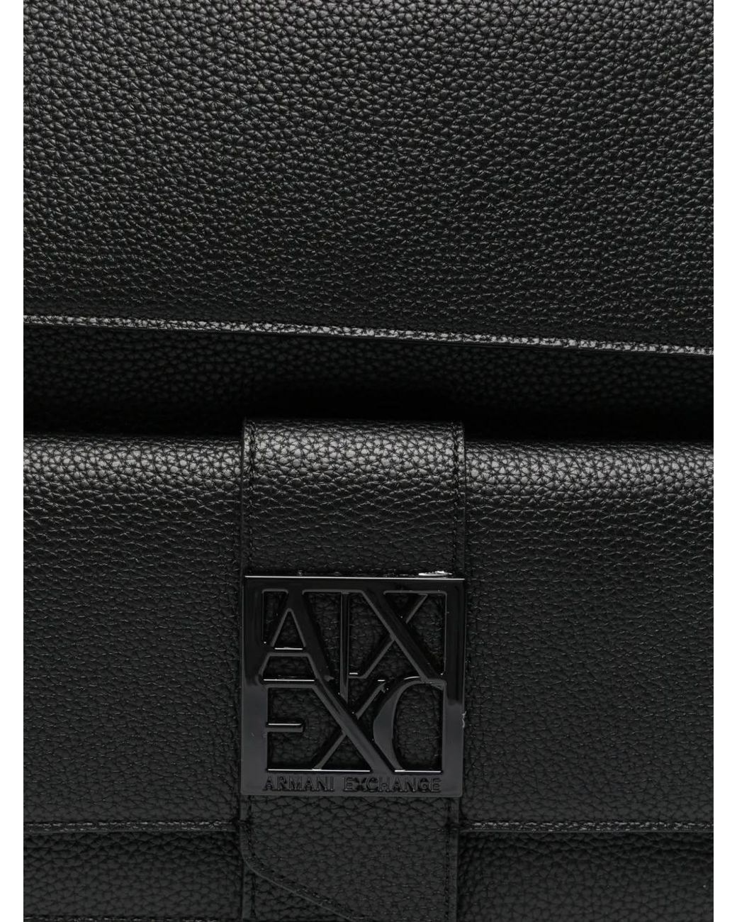 ARMANI EXCHANGE Black Suzy Pebbled Leather Backpack