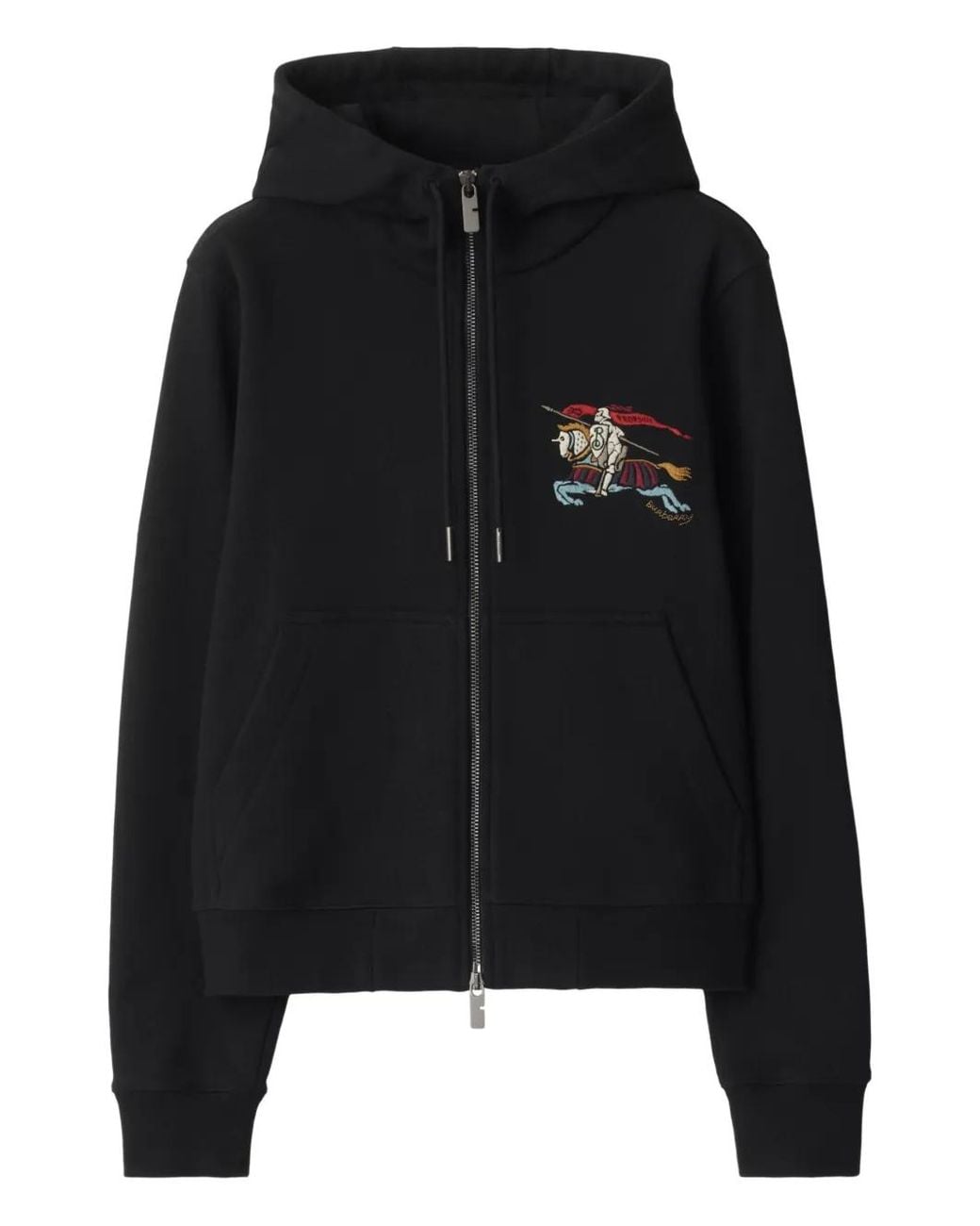 Burberry Black Equestrian-Knight Zip Hoodie