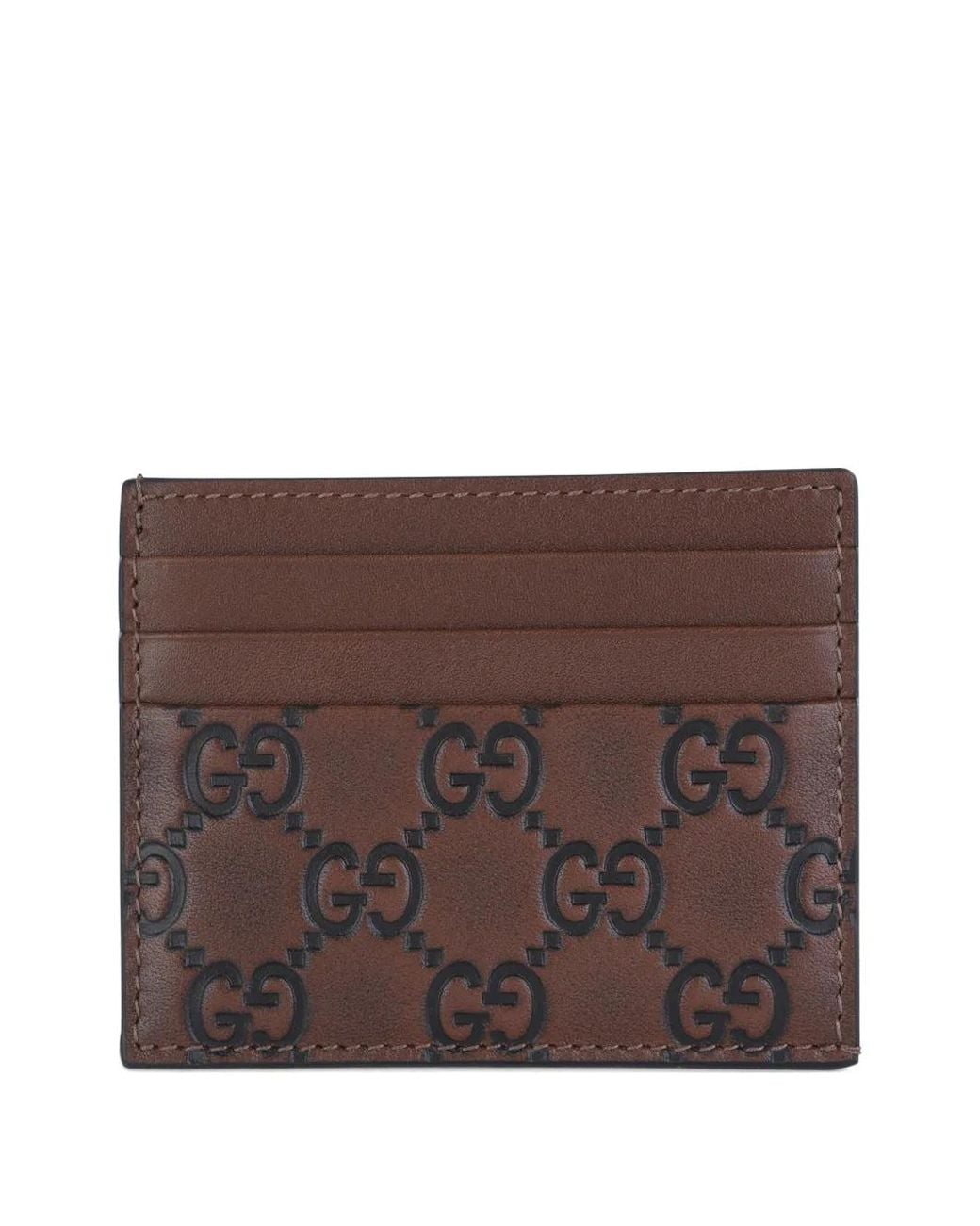 Gucci Brown Gg-Pattern Card Holder for men
