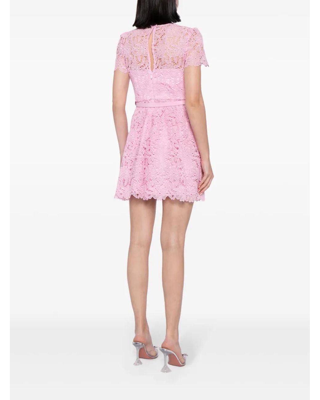 chinese dress ladies Pink Satin Lace Dress – self-portrait-US main image 0