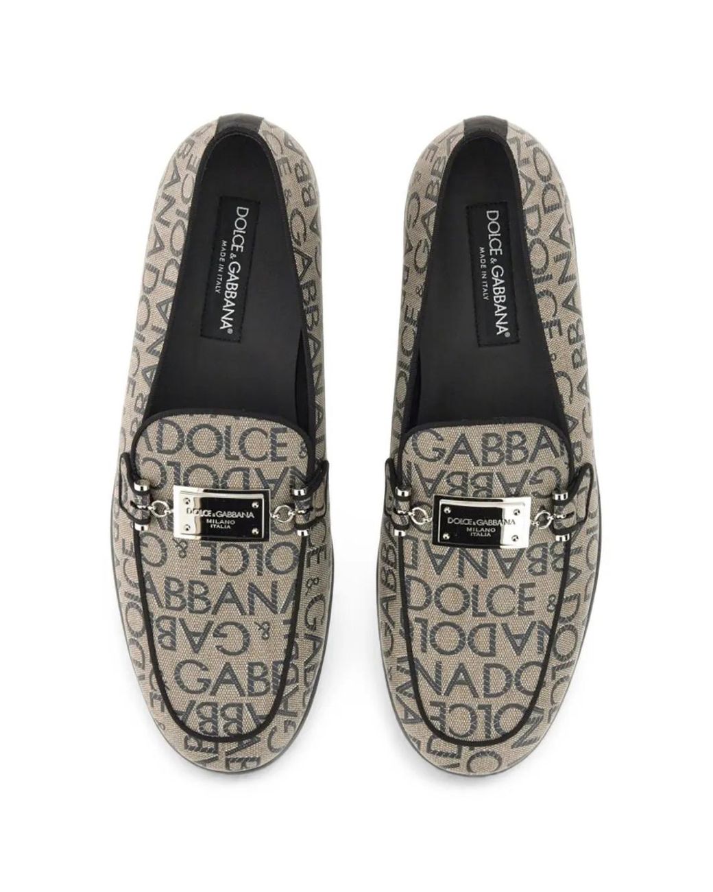 Dolce & Gabbana White Logo-Jacquard Plaque-Detail Loafers for men